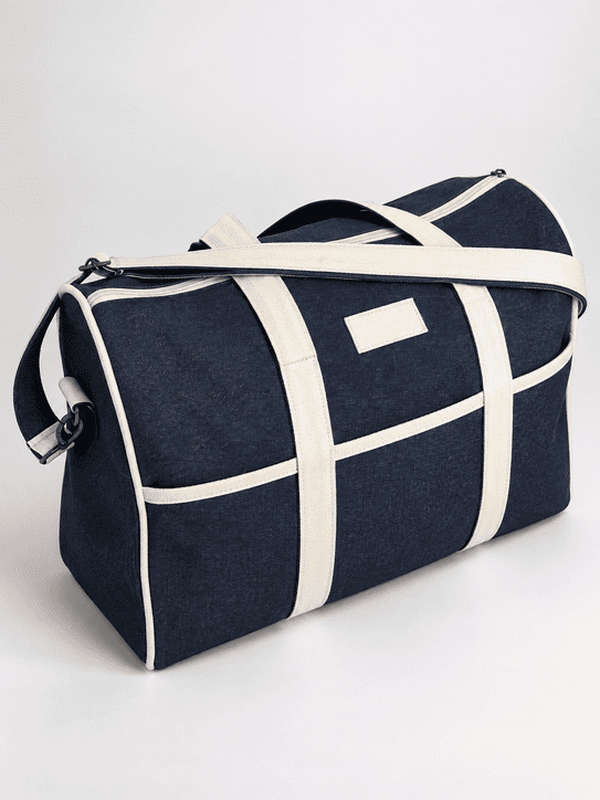 Bolsa de viagem em jeans com bolso frontal