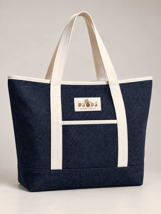 Ecobag SJS-D grande em jeans com bolso frontal