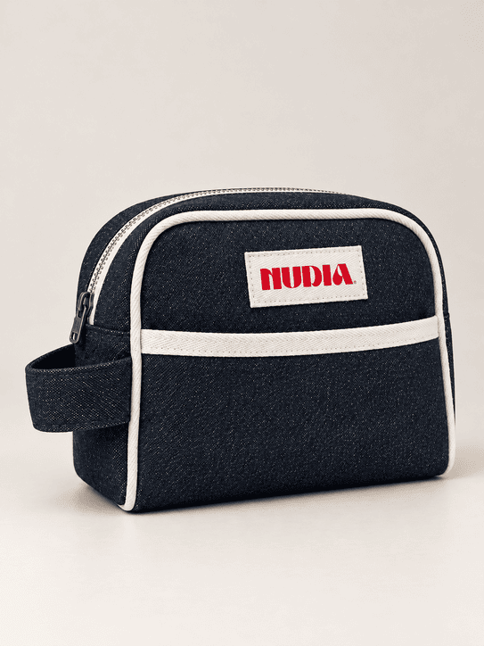 Necessaire pequena NJS-P em jeans com bolso frontal