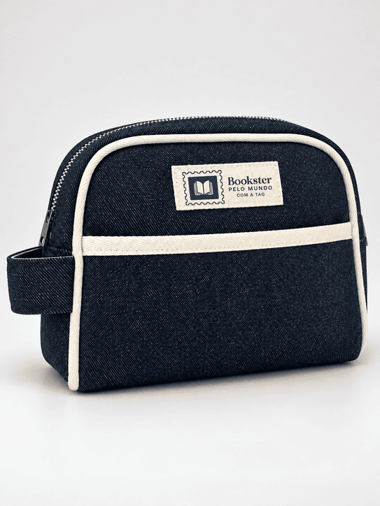 Necessaire grande NJS-G em jeans com bolso frontal
