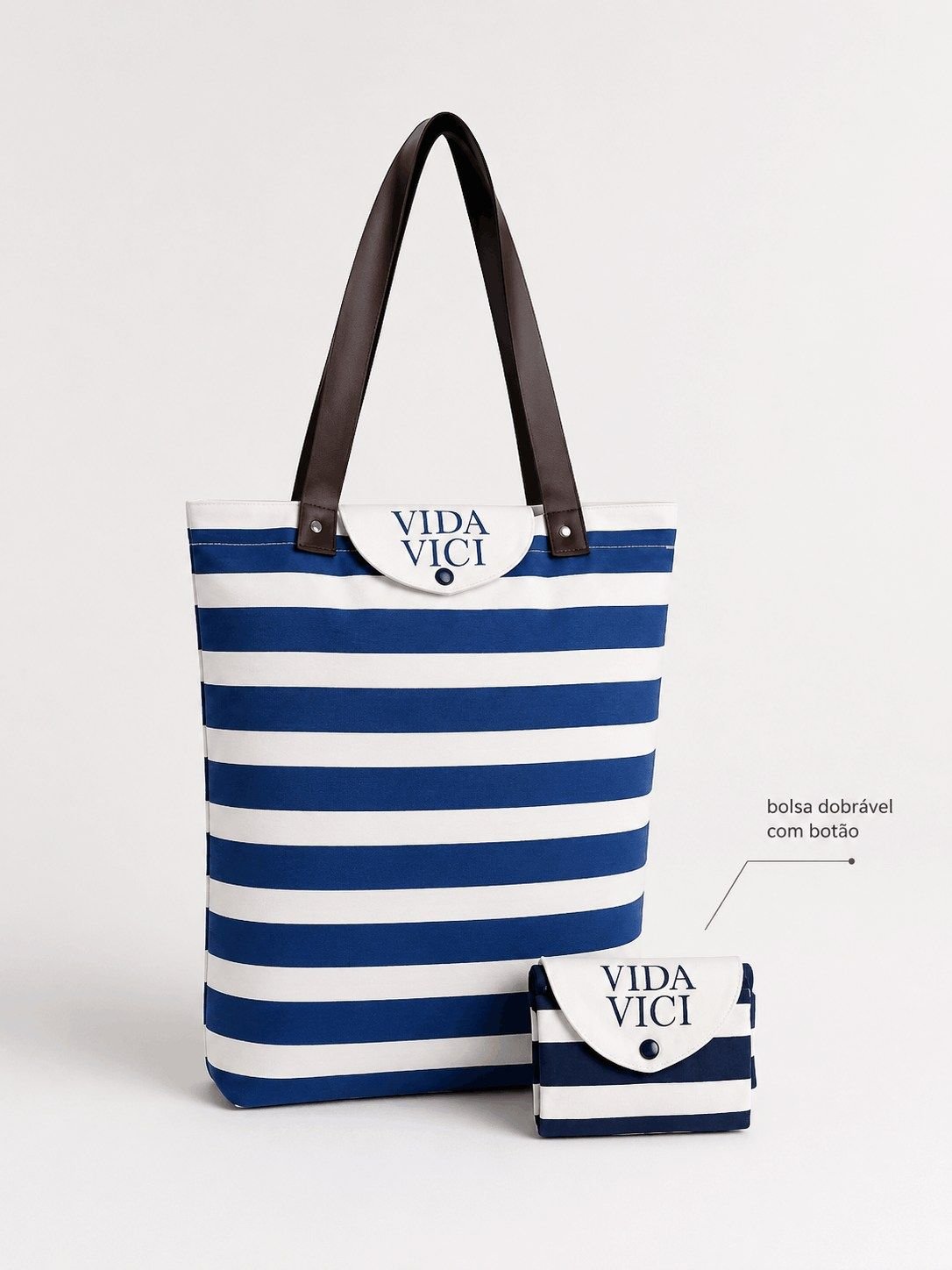 Ecobag personalizada com fechamento de aba bot&atilde;o