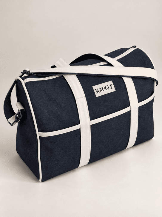 Bolsa de viagem BSJ-D em jeans com bolso frontal