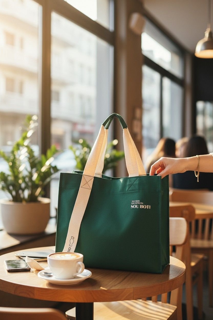 Bolsa estruturada em lona de algod&atilde;o personalizada