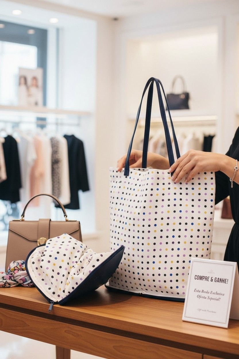 Bolsa ecobag premium dobr&aacute;vel personalizada com fechamento de couro ecol&oacute;gico