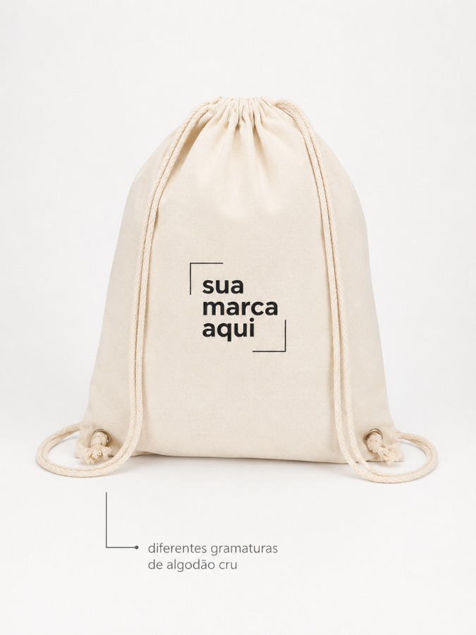 Mochila saco personalizada em algod&atilde;o